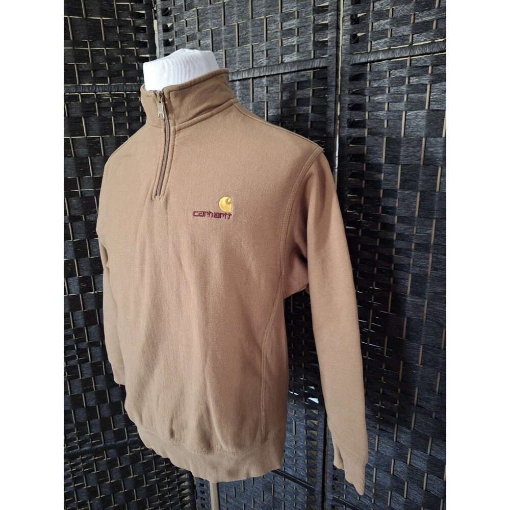Carhartt WIP Half Zip American Script Sweatshirt Small Brown Streetwear Hip Hop